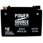 Power Source    12 Volt  Battery (WPX15L-BS) Note: This battery has box style terminals with nut & bolt - used primarily with ATV applications,  Sealed AGM